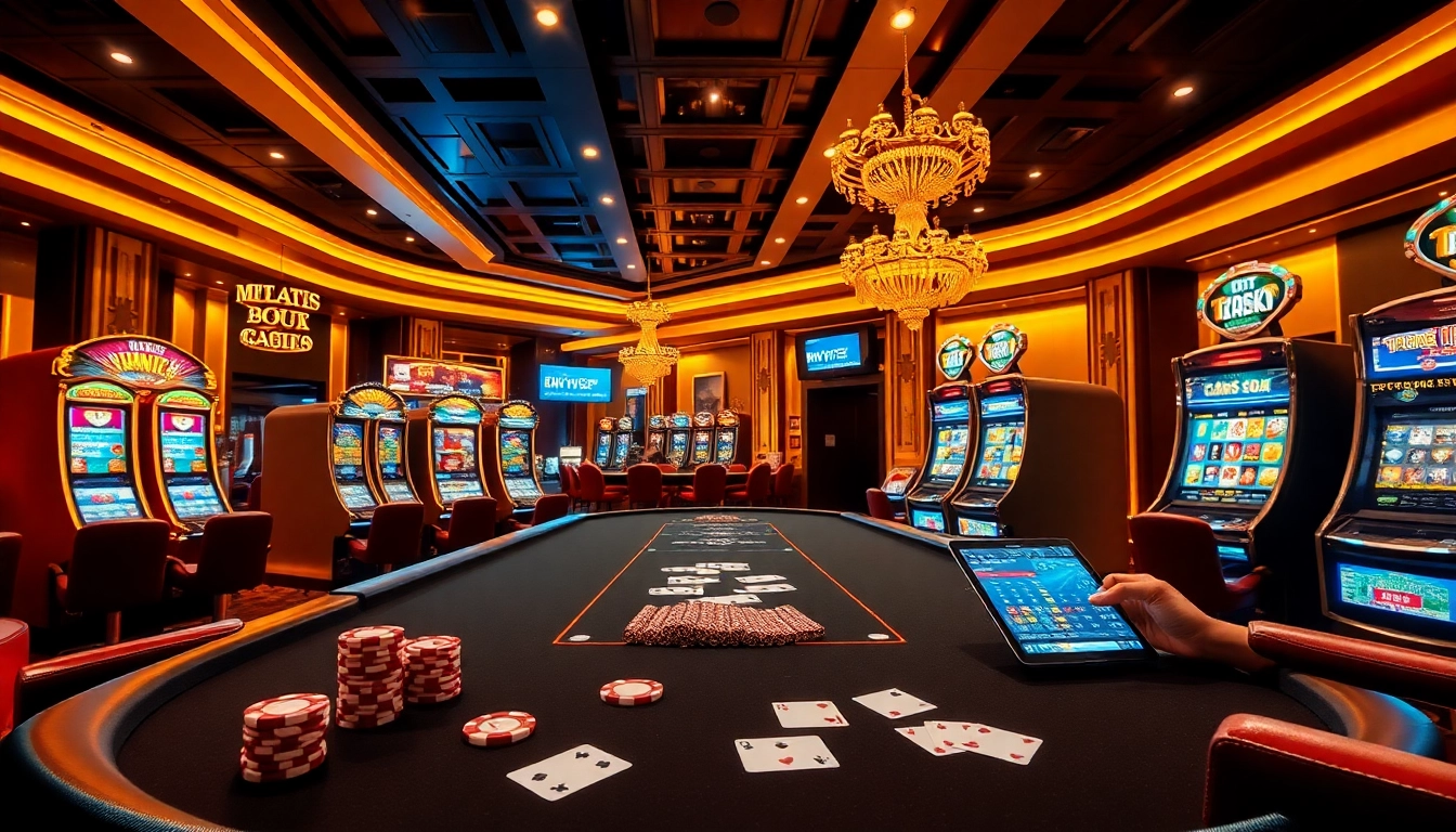 Engaging gamblers enjoying games at rikvip.gb.net with vibrant casino elements.