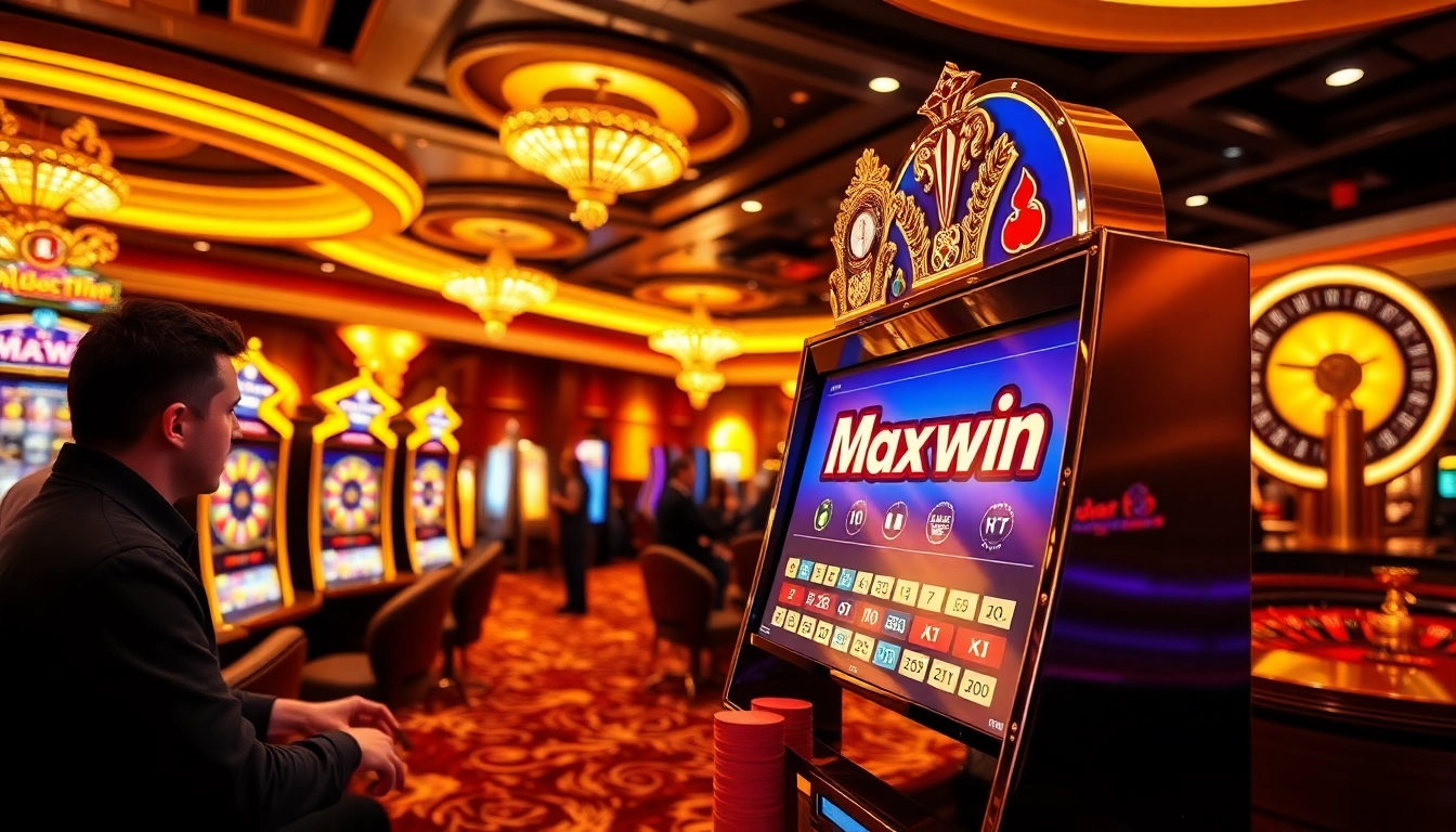 Excited player winning big on slot online gacor with colorful casino elements.